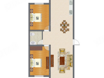 2室2厅 81.47平米