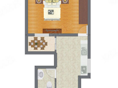1室1厅 30.74平米