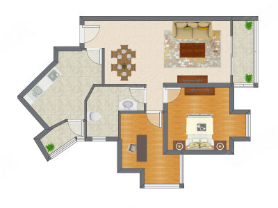 2室2厅 90.26平米户型图
