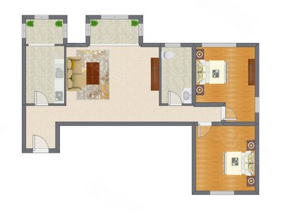 2室1厅 101.00平米