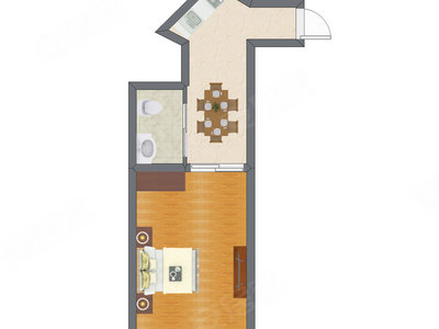 1室1厅 31.08平米户型图