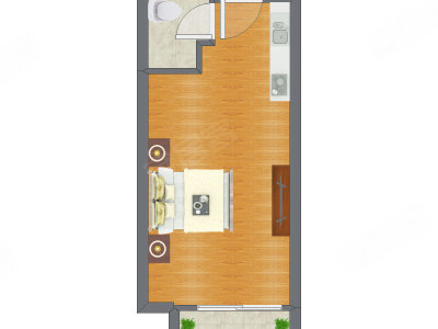 1室0厅 45.41平米户型图