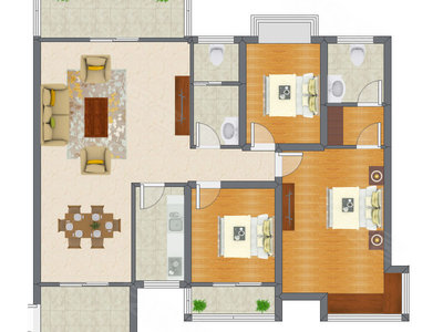 3室2厅 103.83平米