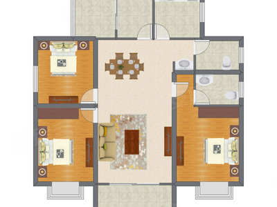3室2厅 124.42平米