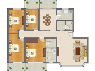 4室2厅 176.48平米户型图