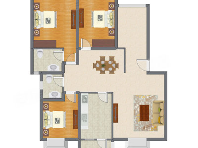 3室2厅 120.23平米户型图