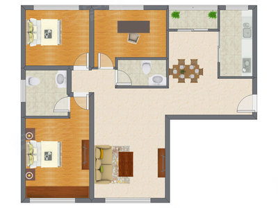 3室2厅 128.15平米