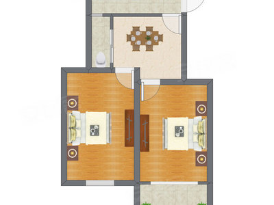 2室1厅 55.31平米