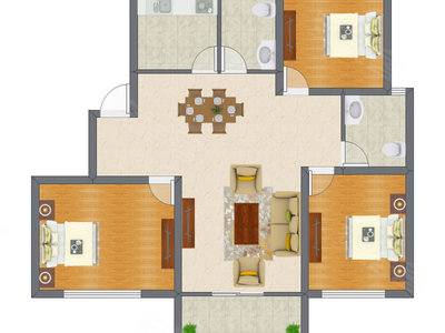2室2厅 122.16平米