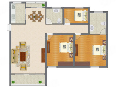 3室2厅 108.86平米