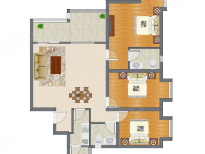 3室2厅 118.11平米