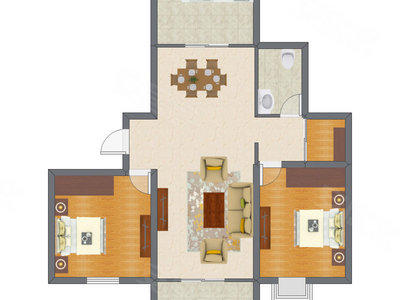 2室2厅 99.80平米户型图