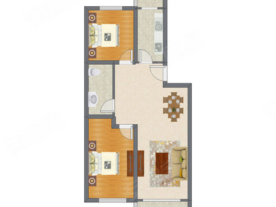 2室2厅 98.61平米户型图