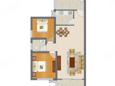 2室2厅 88.00平米