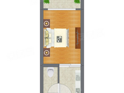 1室0厅 33.23平米户型图