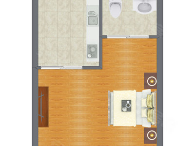 1室0厅 25.69平米户型图