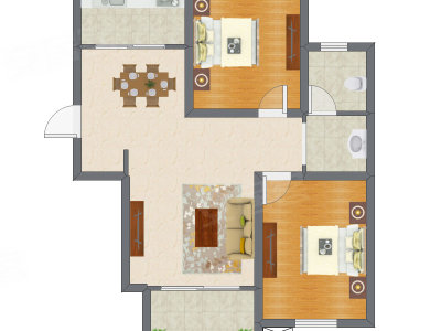 2室2厅 93.20平米户型图