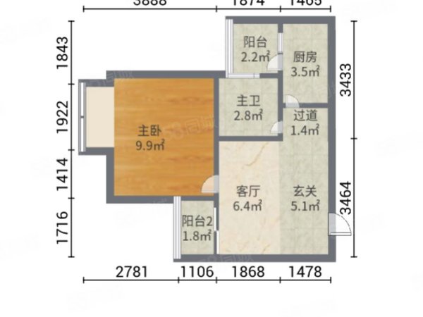 水岸华都一期,湾仔租房,水岸华都一期 1室1厅1卫 电梯房 精装修53平米