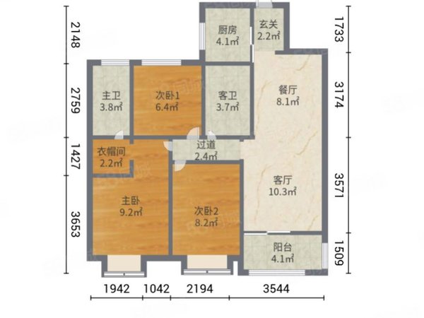 融创朗山(溪岸景园二区3649) 3室2厅2卫 南北通透,滨湖租房-无锡58