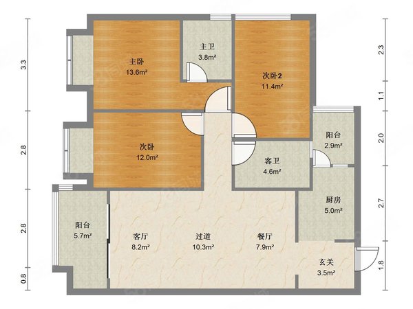 广州荔湾广钢新城珠江金茂府珠江金茂府 3室2厅2卫  电梯房 精装修109