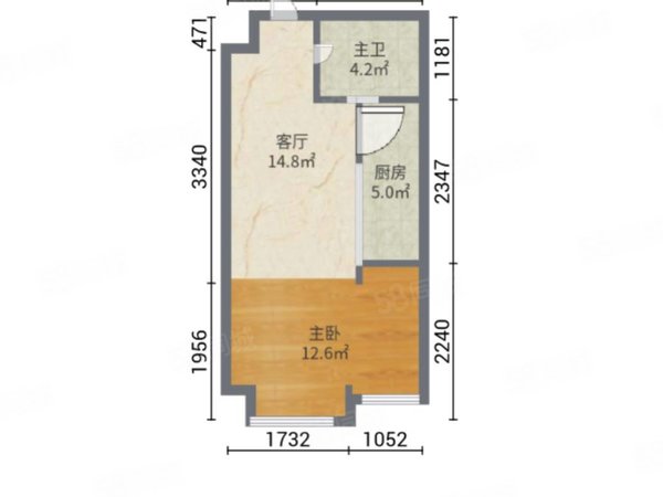 西安碑林南稍门中贸广场中贸广场15号楼一室朝北,采光户型,业态不限