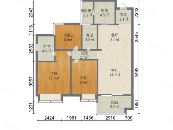 航空新城租房,保利时代 3室2厅2卫 电梯房 100平米,金湾租房-珠海58