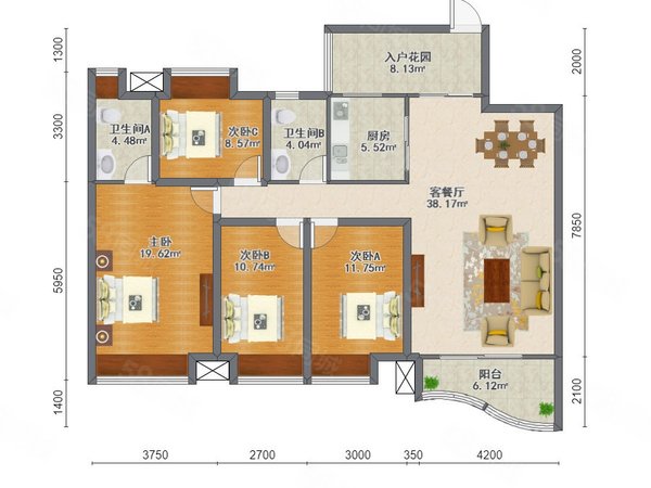 【多图】蓝山上城,凤岭北租房,蓝山上城 4室2厅2卫 电梯房 精装修154