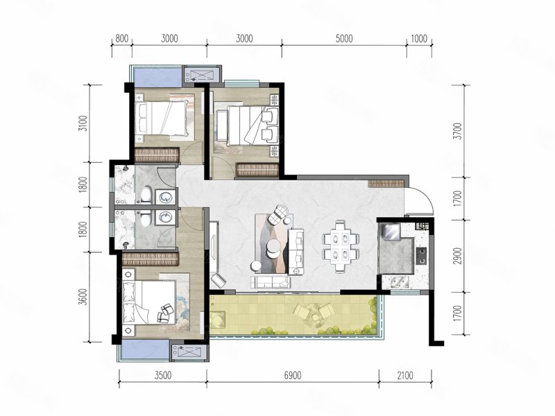 中铁城颐湖题院(新房)3室2厅115㎡92万二手房图片