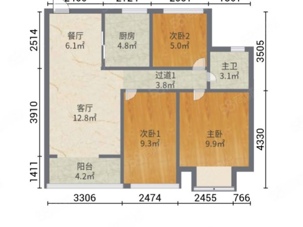 城南租房,玉兰公馆 3室2厅1卫 电梯房 精装修86平米,玉山租房-昆山58