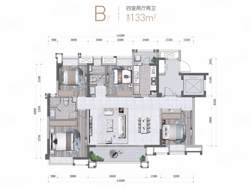 九联大悦城康城雅居4室2厅133㎡187万二手房图片