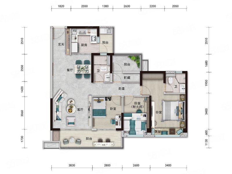 碧桂园太阳城(新房)4室2厅2卫120㎡南北79万