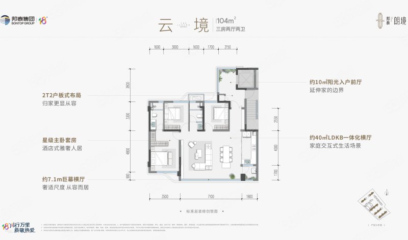 邦泰朗境3室2厅104㎡115万二手房图片