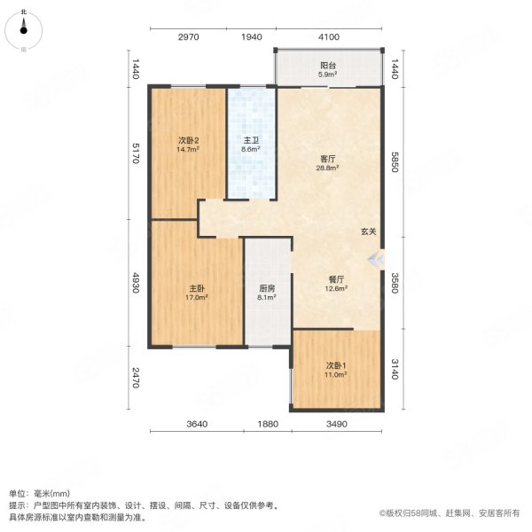淳和嘉园3室2厅1卫121㎡南北32万