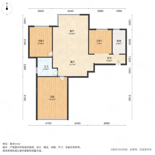 华夏浅水湾3室2厅2卫107㎡南58万