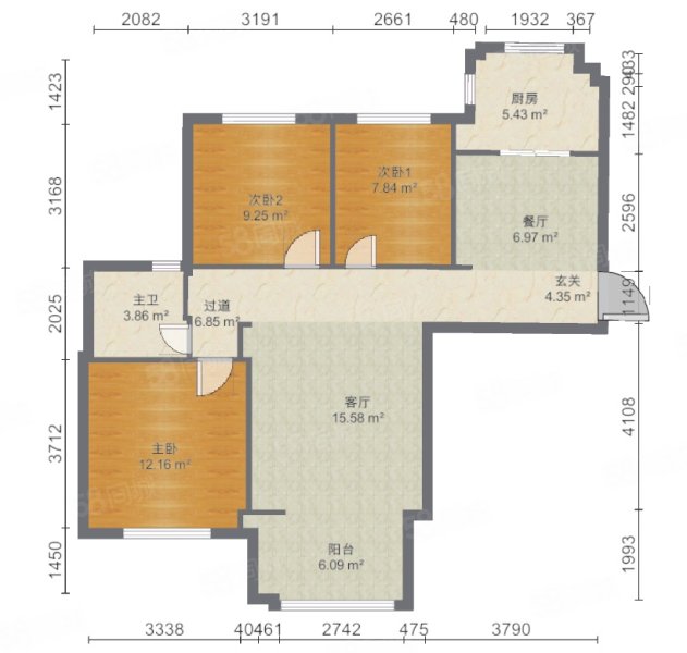 威尼斯水城第十一街区3室2厅1卫110㎡南北150万