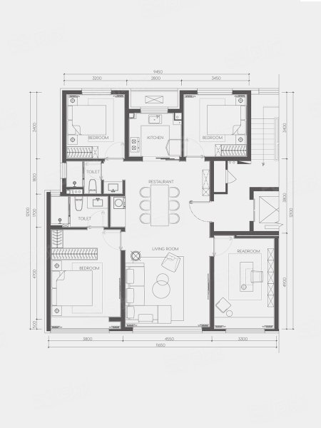 中海興叁號院(新房)4室2廳2衛(wèi)148㎡南北1080萬