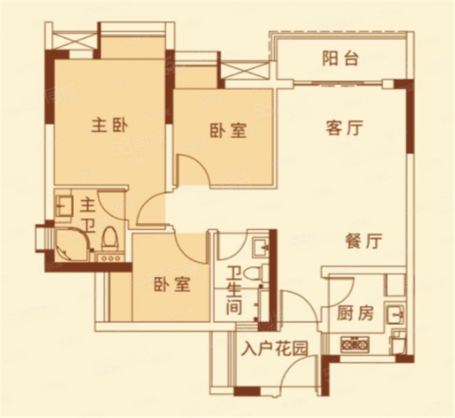 珠江壹城·国际城3室2厅2卫89㎡北160万