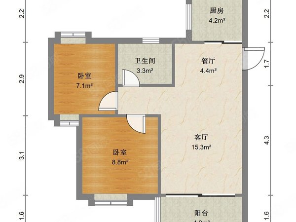 【多圖】嘉園,翠微租房,大前門旁幸福裡對面嘉園精裝2房 家電齊全