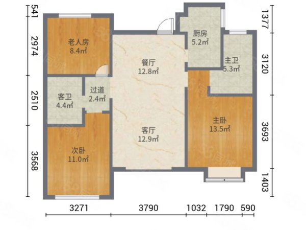 大运河府,瑞景街租房,河府 3室2厅2卫 电梯房 精装修118平米,北辰租房
