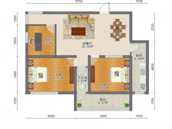 【多图】振业峦山谷,宝龙租房,振业峦山谷 3室1厅1卫 电梯房 89平米