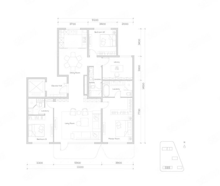 合生縵云(新房)4室2廳3衛(wèi)189㎡東北2600萬
