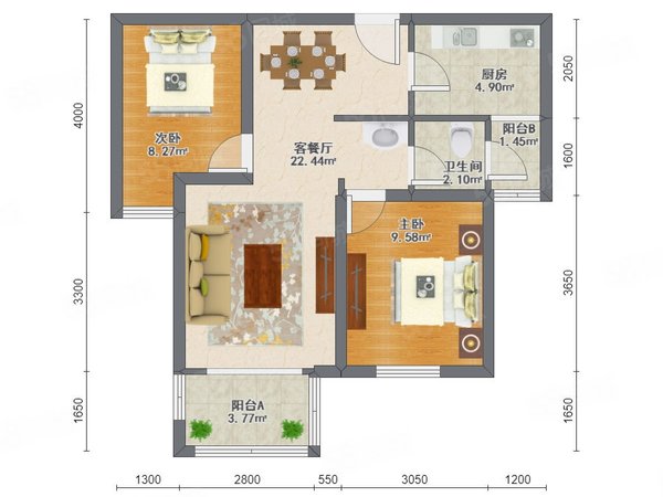 远大理想城 2室2厅1卫 电梯房 精装修90平米,经开区租房-郑州58安居客