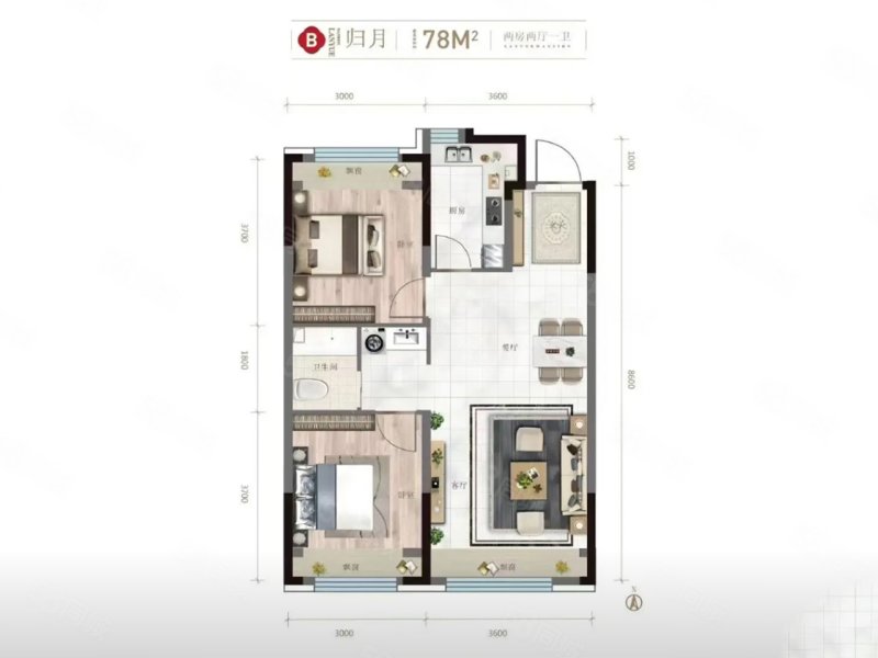 中置·揽月府2室2厅78㎡94万二手房图片