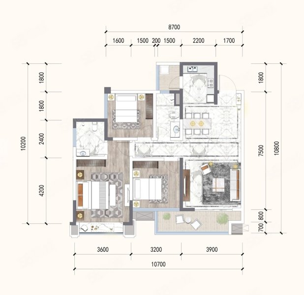 紫郡府3室2厅102.97㎡62万二手房图片