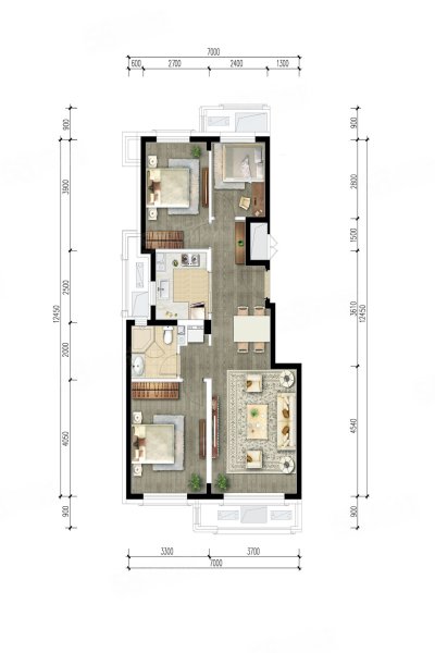 綠城西府海棠3室2廳1衛(wèi)90㎡南北468萬