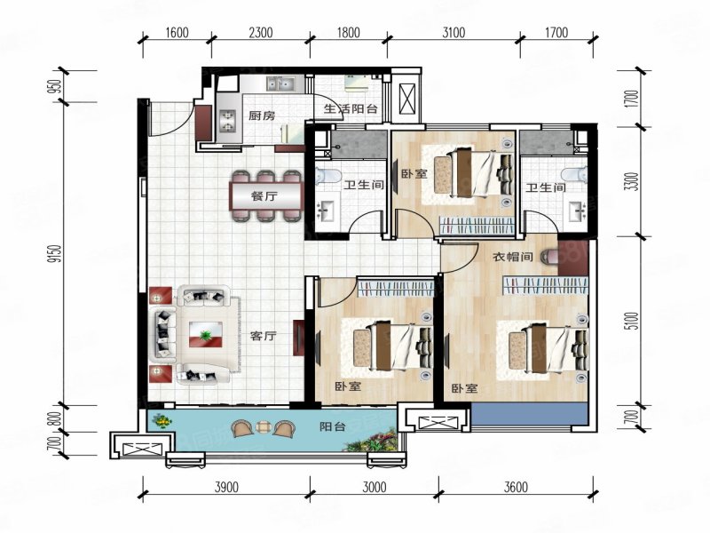 鑫苑悦秀名家(新房)3室2厅125㎡129万二手房图片