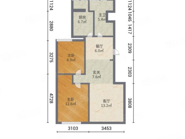 【多图】正商红河谷,流亭租房,正商红河谷 2室2厅1卫 1666.