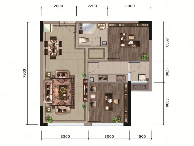 洲际健康城(新房)2室2厅74㎡49万二手房图片