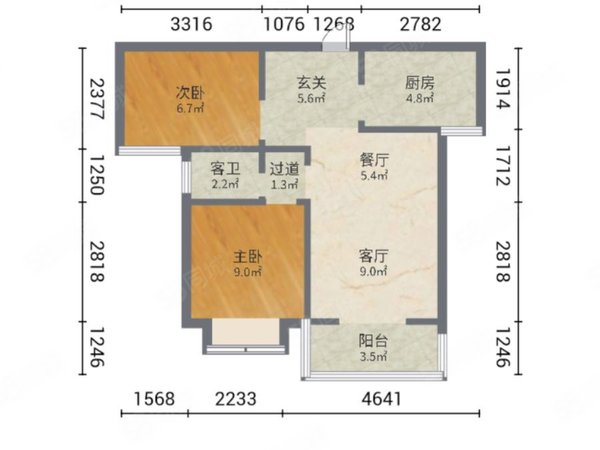 西安西咸新区沣东新城润景怡园润景怡园 2室1厅1卫 68平 南北通透