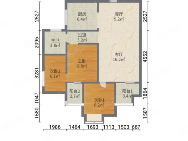 87平米户型图图片